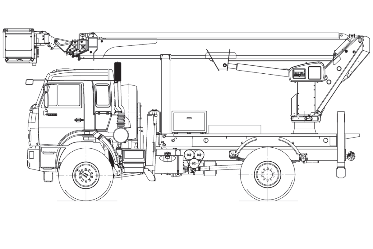 Автогидроподъемник телескопический T328 на шасси КАМАЗ-43502